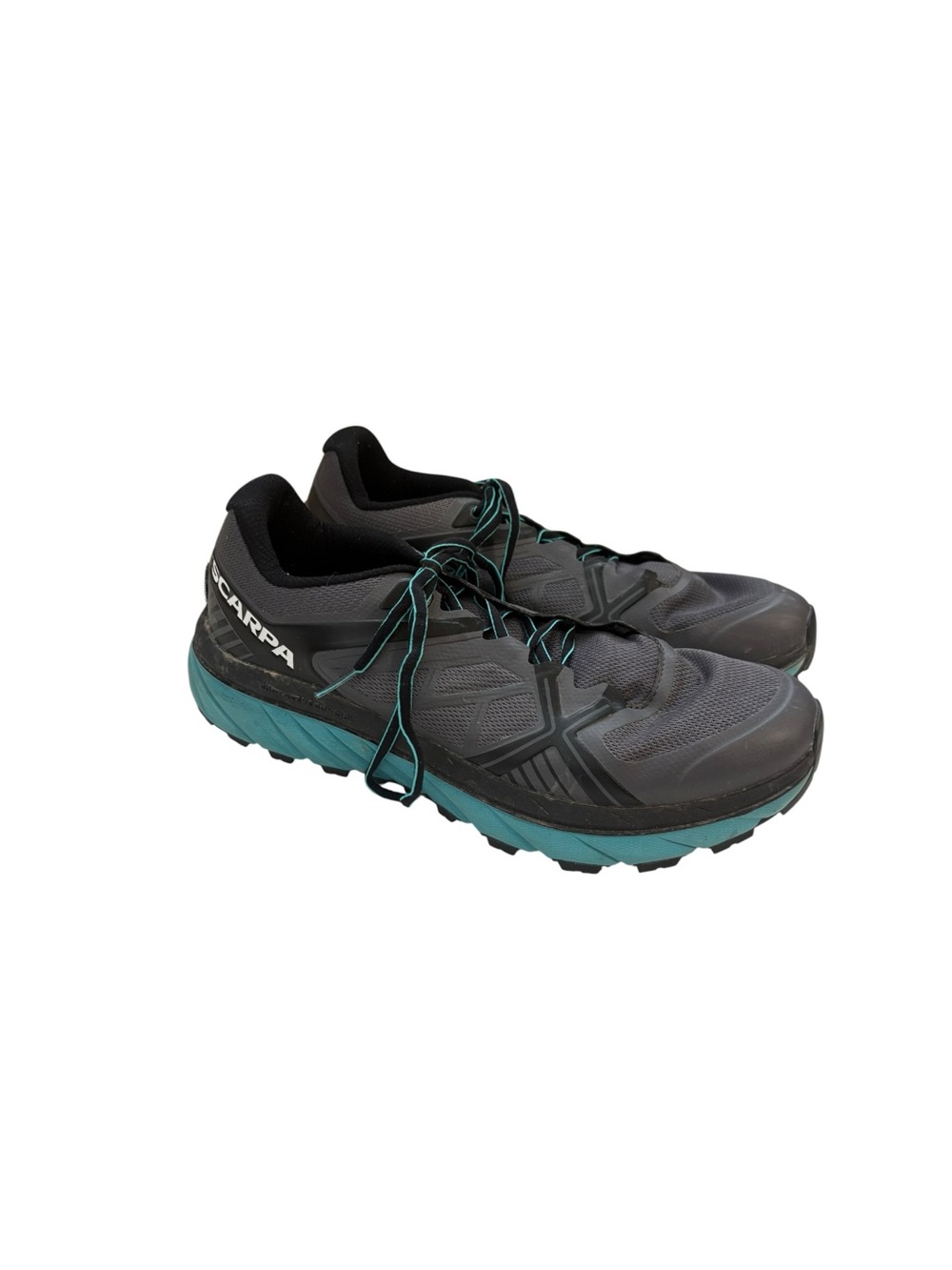 Scarpa Men’s 10.5 Gray Turquoise Spin Infinity Trail Running Shoes Hiking Travel